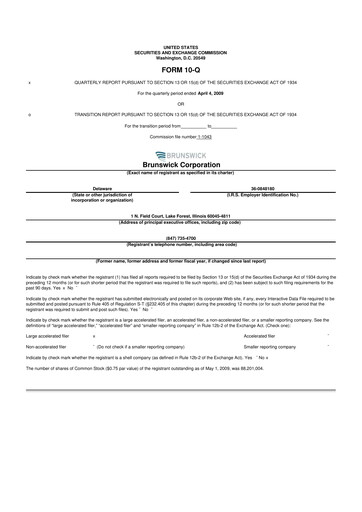 Vorschaubild Brunswick Corporation 10-Q Quartalsbericht  