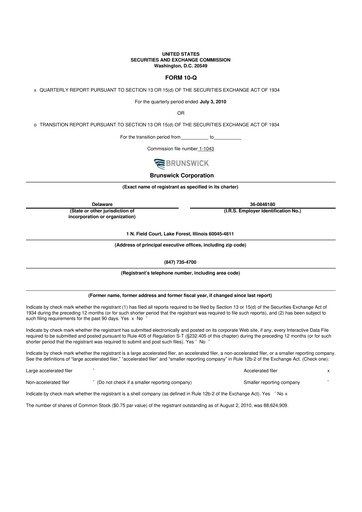 Vorschaubild Brunswick Corporation 10-Q Quartalsbericht  