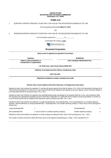 Vorschaubild Brunswick Corporation 10-Q Quartalsbericht 2012 