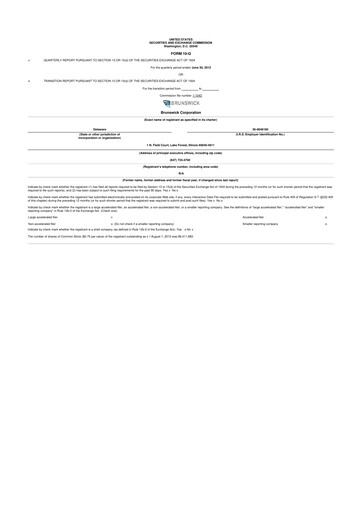 Vorschaubild Brunswick Corporation 10-Q Quartalsbericht 2012 