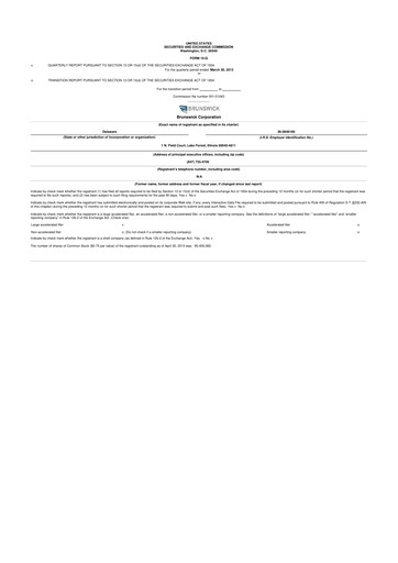 Vorschaubild Brunswick Corporation 10-Q Quartalsbericht 2013 