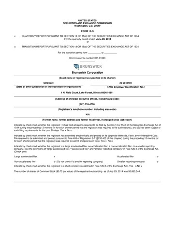 Vorschaubild Brunswick Corporation 10-Q Quartalsbericht 2014 