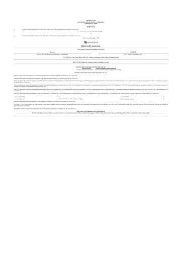 Miniature Brunswick Corporation 10-K Rapport annuel 2014