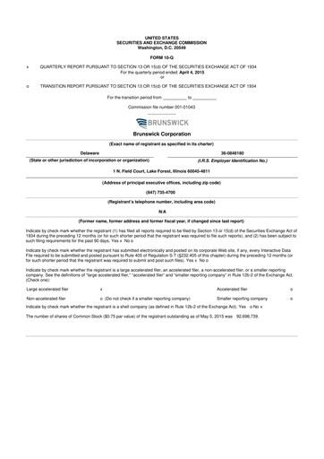 Vorschaubild Brunswick Corporation 10-Q Quartalsbericht 2015 