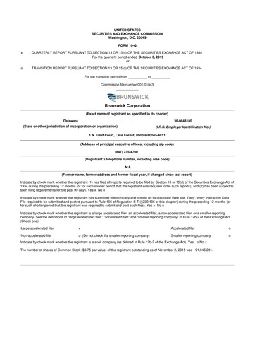 Vorschaubild Brunswick Corporation 10-Q Quartalsbericht 2015 