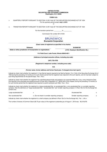 Vorschaubild Brunswick Corporation 10-Q Quartalsbericht 2016 