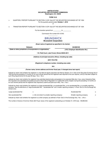 Vorschaubild Brunswick Corporation 10-Q Quartalsbericht 2016 