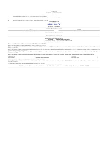 Miniature Brunswick Corporation 10-K Rapport annuel 2016