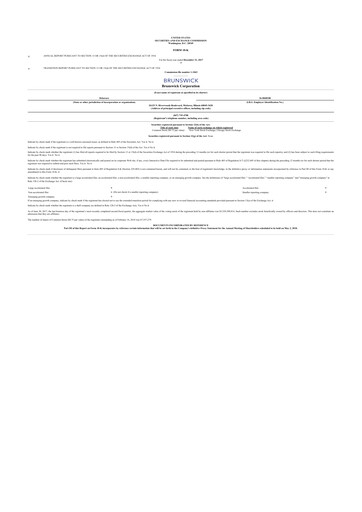 Miniature Brunswick Corporation 10-K Rapport annuel 2017