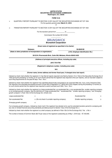 Vorschaubild Brunswick Corporation 10-Q Quartalsbericht 2018 