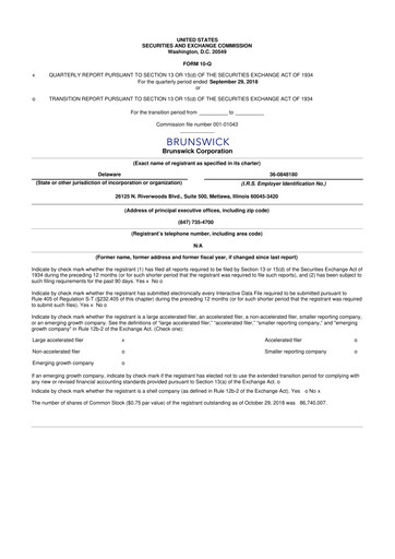 Vorschaubild Brunswick Corporation 10-Q Quartalsbericht 2018 