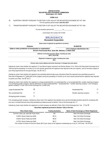 Vorschaubild Brunswick Corporation 10-Q Quartalsbericht 2019 