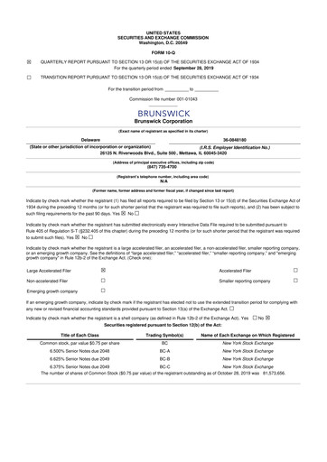 Vorschaubild Brunswick Corporation 10-Q Quartalsbericht 2019 