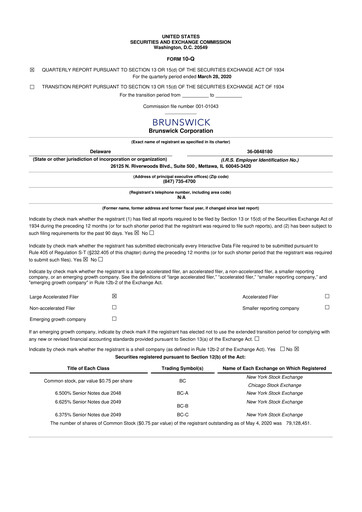 Vorschaubild Brunswick Corporation 10-Q Quartalsbericht 2020 