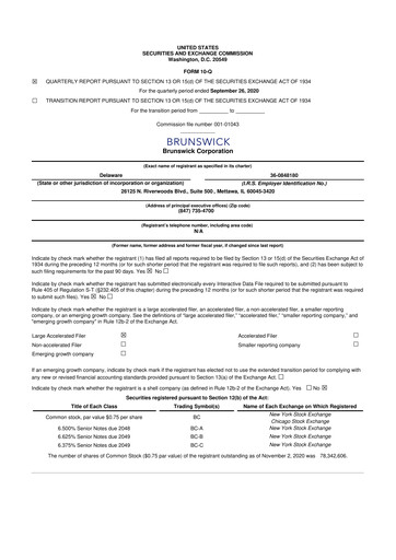 Vorschaubild Brunswick Corporation 10-Q Quartalsbericht 2020 