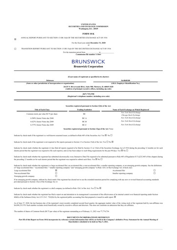 Miniature Brunswick Corporation 10-K Rapport annuel 2020