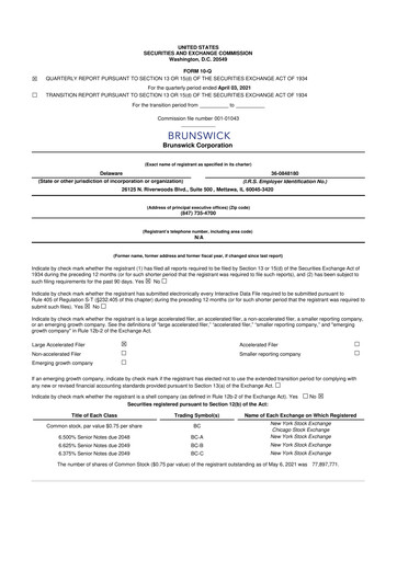 Vorschaubild Brunswick Corporation 10-Q Quartalsbericht 2021 