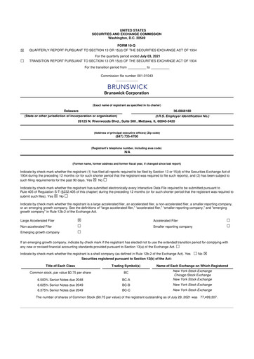 Vorschaubild Brunswick Corporation 10-Q Quartalsbericht 2021 