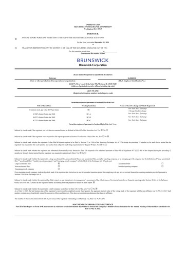 Miniature Brunswick Corporation 10-K Rapport annuel 2020