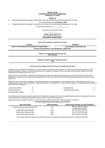 Vorschaubild Brunswick Corporation 10-Q Quartalsbericht 2022 