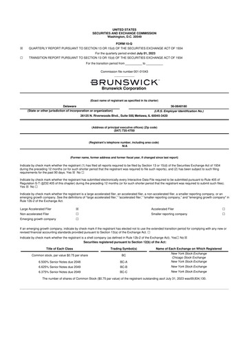 Vorschaubild Brunswick Corporation 10-Q Quartalsbericht 2023 