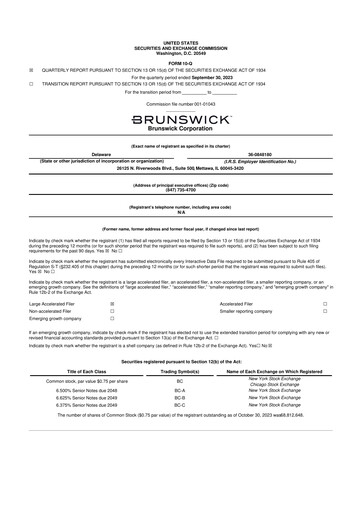 Vorschaubild Brunswick Corporation 10-Q Quartalsbericht 2023 