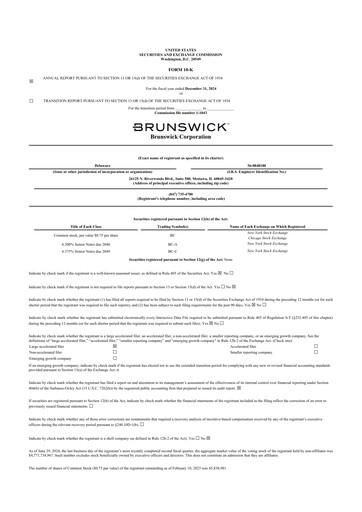 Miniature Brunswick Corporation 10-K Rapport annuel 2024