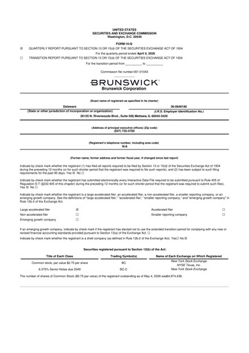 Thumbnail Brunswick Corporation 10-Q Quarterly Report FY 