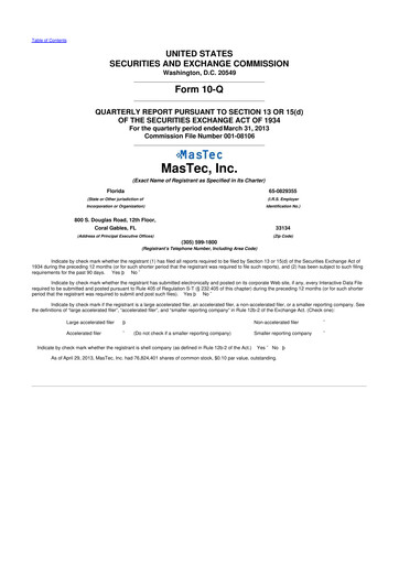 Miniature MasTec 10-Q Rapport trimestriel 2013 