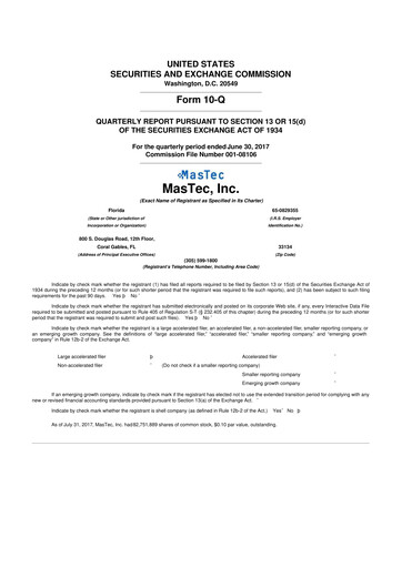 Miniature MasTec 10-Q Rapport trimestriel 2017 
