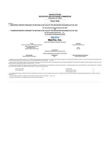 Miniature MasTec 10-Q Rapport trimestriel 2023 