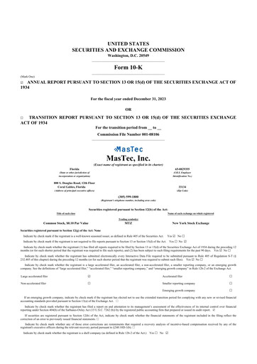 Thumbnail MasTec 10-K Annual Report 2023