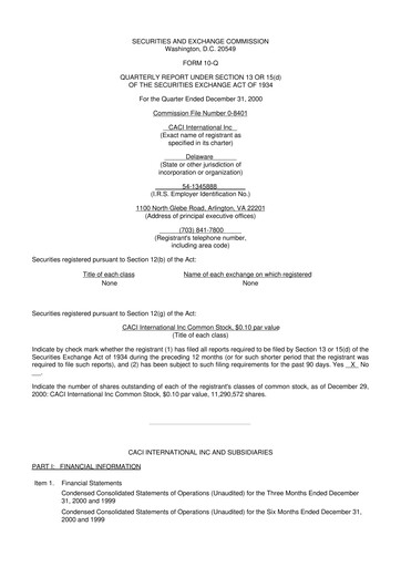 Thumbnail CACI International Inc 10-Q Quarterly Report FY 