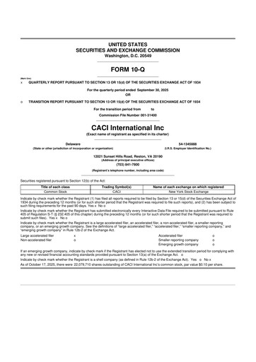 Thumbnail CACI International Inc 10-Q Quarterly Report FY2026 