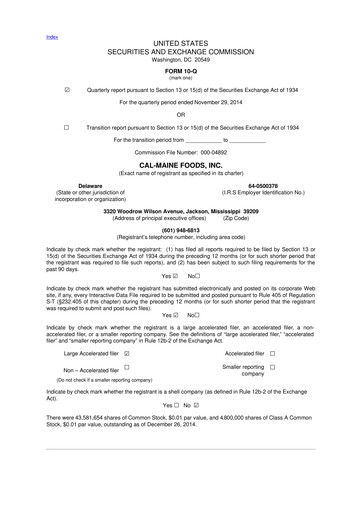 Thumbnail Cal-Maine Foods 10-Q Quarterly Report FY2015 