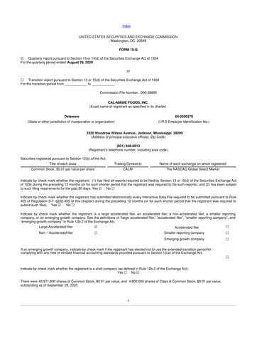 Thumbnail Cal-Maine Foods 10-Q Quarterly Report FY2021 