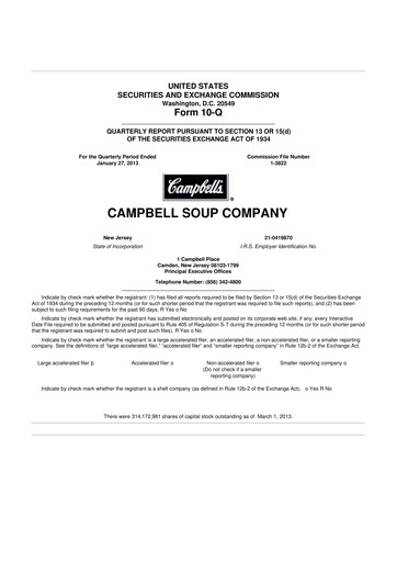 Miniature 
Campbell's 10-Q Rapport trimestriel 2013 