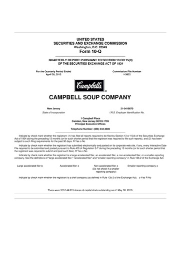 Miniature 
Campbell's 10-Q Rapport trimestriel 2013 