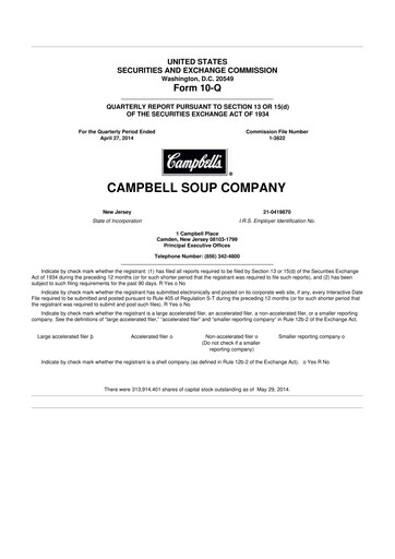 Miniature 
Campbell's 10-Q Rapport trimestriel 2014 