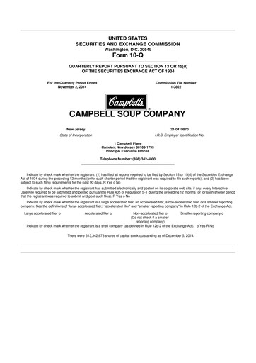 Miniature 
Campbell's 10-Q Rapport trimestriel 2015 