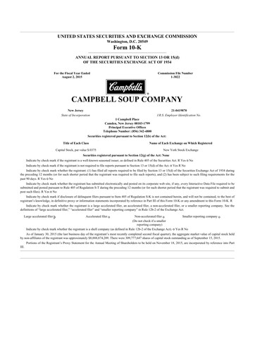 Thumbnail 
Campbell's 10-K Annual Report 2015