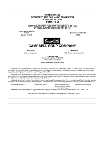 Miniature 
Campbell's 10-Q Rapport trimestriel 2017 