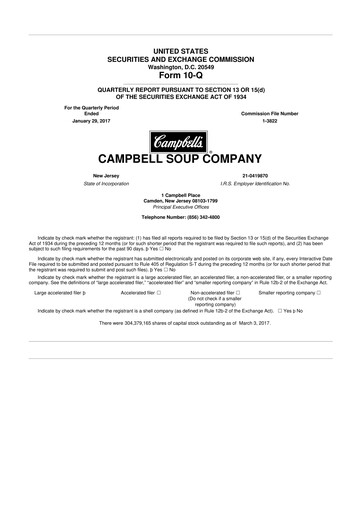 Miniature 
Campbell's 10-Q Rapport trimestriel 2017 