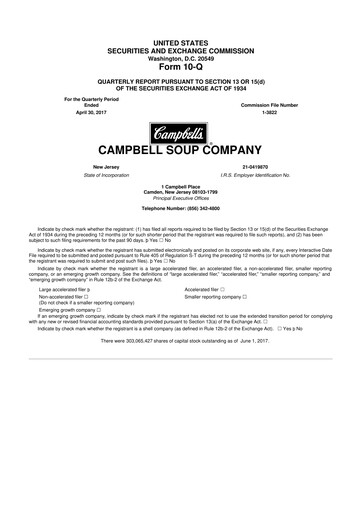 Miniature 
Campbell's 10-Q Rapport trimestriel 2017 