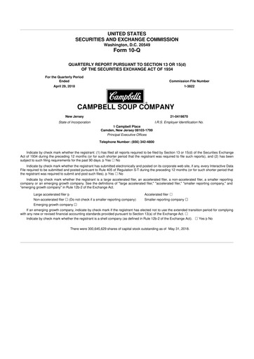 Miniature 
Campbell's 10-Q Rapport trimestriel 2018 
