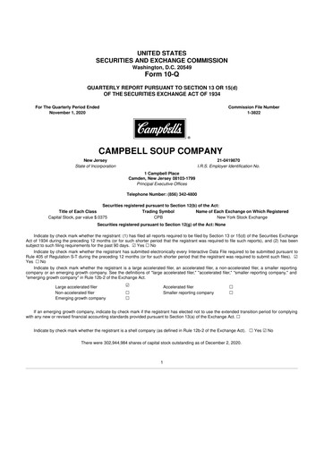 Miniature 
Campbell's 10-Q Rapport trimestriel 2021 
