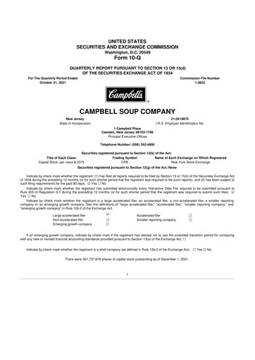Miniature 
Campbell's 10-Q Rapport trimestriel 2022 