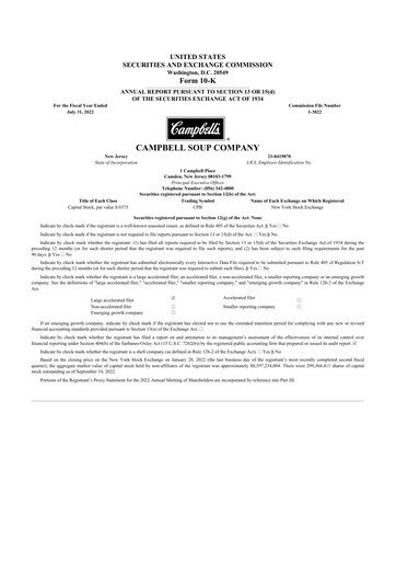 Thumbnail 
Campbell's 10-K Annual Report 2022