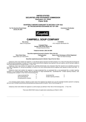Miniature 
Campbell's 10-Q Rapport trimestriel 2023 
