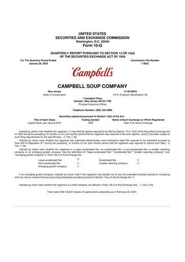 Miniature 
Campbell's 10-Q Rapport trimestriel 2024 